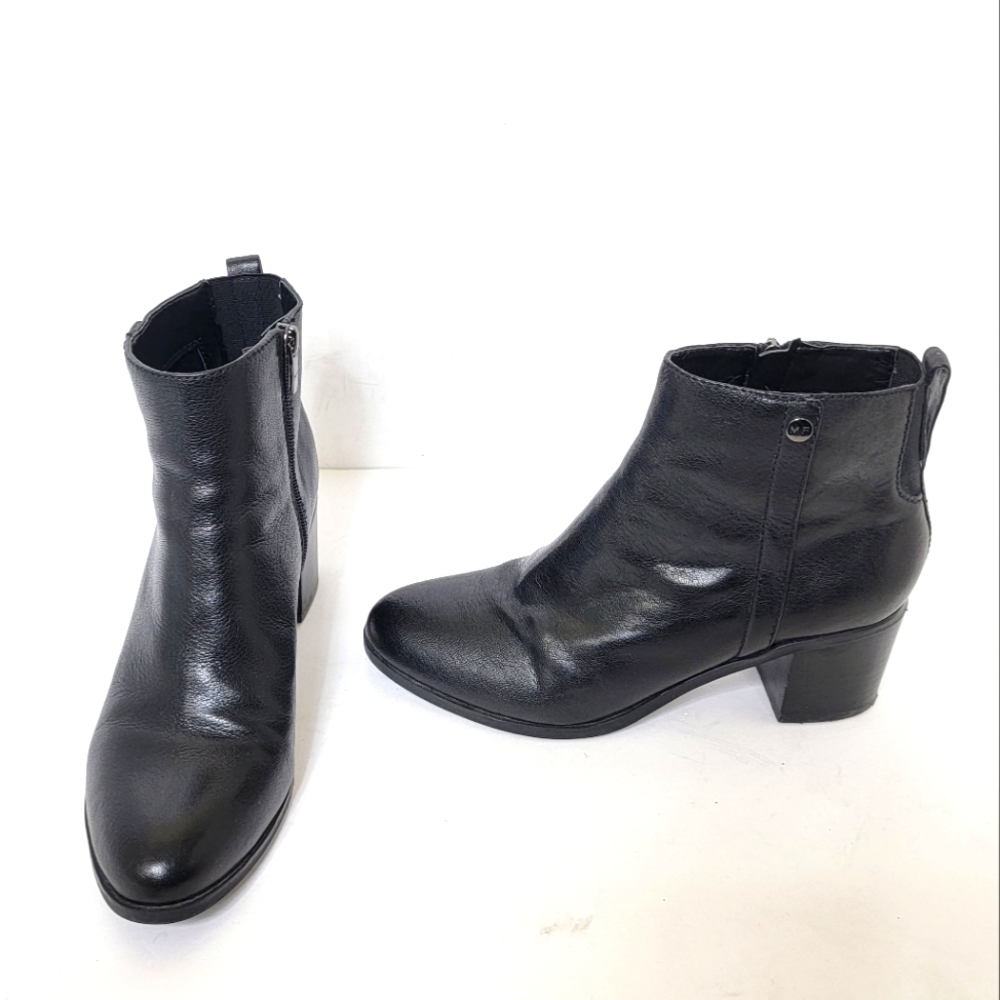 Marc Fisher Black Leather Booties Ankle Zip Boots MFSAMONA Size 8.5